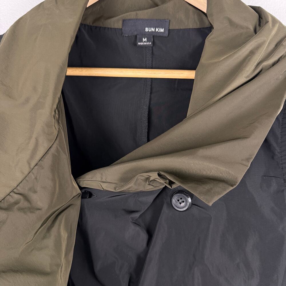 SUN KIM Raphael Vest Black Olive Green Lapel Collar Cropped Jacket Size Medium - Picture 4 of 8